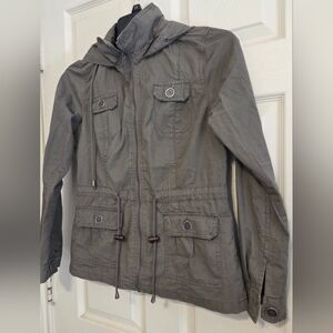 Ashley by 26 International Women's Gray Canvas Jacket Utility Collection. Size S